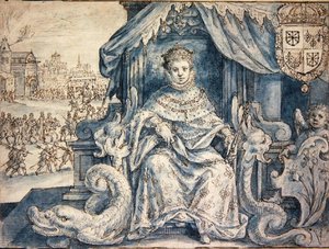 XIII. Lajos (1601-43) Franciaország királya (toll és barna tinta kék mosással a papíron)