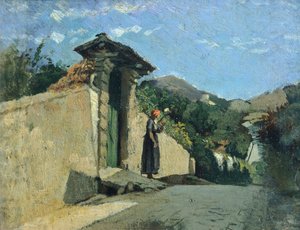 Cristiano Banti (1824-1904) tájtanulmány 1860 körül, olaj, vászon a fedélzeten alkotó: Cristiano Banti