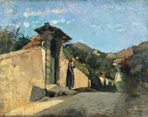 Cristiano Banti (1824-1904) tájtanulmány, kb. 1861, olaj, vászon a fedélzeten