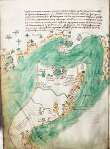 Kos és Bodrum térképe, 1420 körül (pergamen)