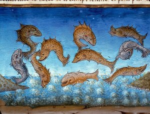A világ vége: a hal fent fog úszni (c.147r). 1476 alkotó: Cristoforo De Predis