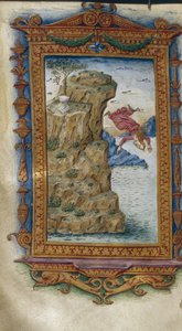 Sappho a tengerbe veti magát Illusztráció Ovidius Hősnőihez, 1485-1499