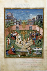 Vénusz hatása: a szerelem kertje és az ifjúság szökőkútja (miniatűr, 1470 körül)