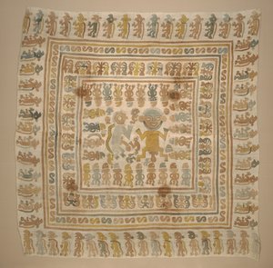 Panel a "fogoly" textilből, 1300-1470 körül (pamut és festékek) alkotó: Culture Chimu