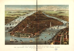 New York városa. alkotó: Currier and Ives Equitable Life Assurance Society Of The United States