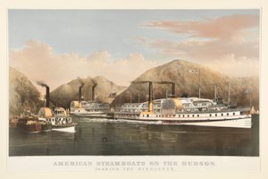 Amerikai gőzhajók a Hudsonon alkotó: Currier and Ives