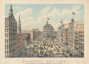 Broadway, New York: A Western Union Telegraph épületéből északra nézve alkotó: Currier and Ives