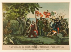 Kolumbusz első partraszállása az Újvilág partján alkotó: Currier and Ives