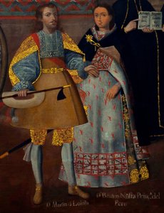 Martín de Loyola és Doña Beatriz Ñusta, valamint Don Juan Borja és Lorenza Ñusta (Loyola és Coya) házassága. alkotó: Cuzco School