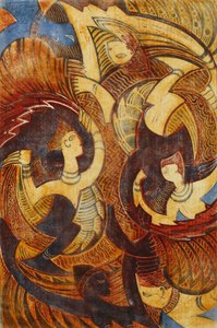 Tűz-tánc, c. 1931 (vékony Japánra színes linómetszet)