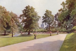 Westminster felé néz, a Marlborough House Garden (színes litho)