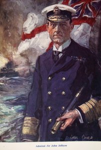 Sir John Jellicoe admirális, 1916-ban megjelent „Told in the Huts: The YMCA Gift Book” illusztrációja alkotó: Cyrus Cuneo