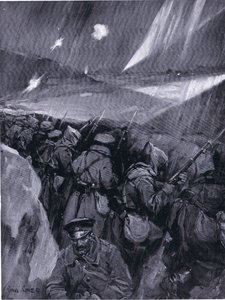 Adrianopolyt ostromló bolgárok (1912-1913) Balkán háború, Hutchinson A nemzetek története című művéből (4. kötet), a Hutchinson kiadásában, c. 1920 (litó)
