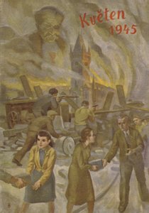 Egymást segítő és harcoló emberek Prágában 1945 májusában. alkotó: Czech School