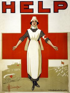Kampányplakát az Ausztrál Vöröskereszt Help, pub. 1914-18
