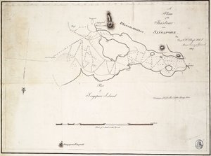 A Szingapúr melletti kikötő terve, készítette D.l. Ross kapitány, FRS Marine Surveyor General (FRS) alkotó: D. I. Ross