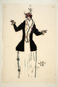 Design for Jacket and Waistcoat, 2. tábla, 4. könyv, illusztráció a "Wiener Werkstatte Mode 191415" című kiadványból. Eduard Kosmack, Bécs, 1914-1915 (kézzel színezett linómetszet).