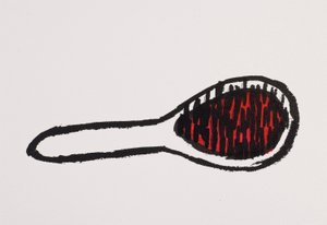 Hair Brush, 2017 (fekete és vörös india tinta, papír) alkotó: Daisy de Villeneuve