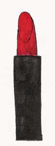 Red Lipstick, 2017 (vörös és fekete india tinta arany filctollal, papírra) alkotó: Daisy de Villeneuve