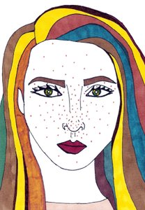 Önarckép (vegyes média) alkotó: Daisy de Villeneuve
