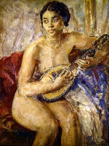 Modell és mandolin (olaj, vászon)