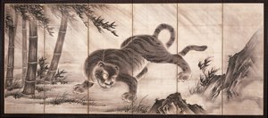 Tigris [balra a Sárkány és Tigris párból], 16. század közepe (tinta papíron) (lásd még: 6114494) alkotó: Dōan Yamada