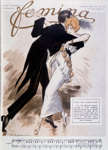 Tangót táncoló pár – Daniel De Losques (Henri Casimir Paul Thouroude) (1880-1915) illusztrációja – az 1913.10.15-i „Femina” című filmben