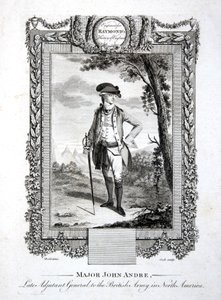 John Andre őrnagy, az észak-amerikai brit hadsereg néhai tábornoka, Thomas Cook (1744-1818) metszete 1785 körül (metszet)