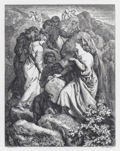 Illusztráció Tennyson A hercegnő című verséhez (metszet) alkotó: Daniel (after) Maclise