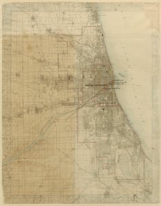 Chicago (Chicago, Illinois) terve, a város növekedését bemutató diagram, 1909.
