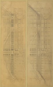 79. tábla 2 Rajzok a Chicagói Tervből, 1909: Javasolt helye és elrendezése a... alkotó: Daniel Burnham
