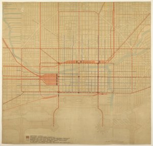 80. tábla a The Plan of Chicago-ból, 1909: Chicago. A városközpont diagramja, a javasolt...