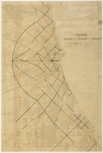 91. tábla: The Plan of Chicago, Chicago, Proposed Diagonal Arteries, 1909.