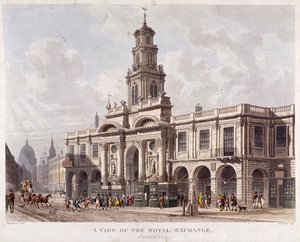 Royal Exchange 2. külső, London, 1816 alkotó: Daniel Havell