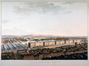 Kilátás a London Docksra, 1816 alkotó: Daniel Havell