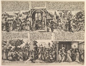 Különböző jelenetek az evangéliumokból és az Acta Apostolorumból, kb. 1530. alkotó: Daniel Hopfer