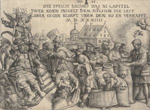 Illusztráció a Példabeszédek 11:26-hoz, 1534.