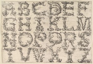 Díszes római Majuscule ábécé, kb. 1520.