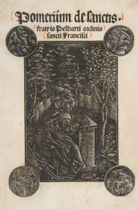 A ferences, Temesvári Pelbárt, Tanul a kertben Schr. 2876, 1502. alkotó: Daniel Hopfer.