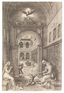 Szűz és gyermek Szent Annával, c. 1500. alkotó: Daniel Hopfer the Elder