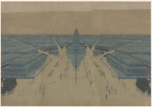 A tervezett Civic Center Plaza és az épületek nézete, Chicago 1909-es terve
