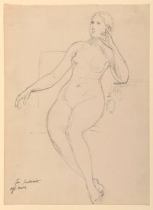 Rajz, Női akt ülve, 1870-80 alkotó: Daniel Huntington
