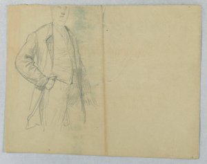 Rajz, idősebb Samuel Ward úr, zsebre dugott kézzel áll, 1880 alkotó: Daniel Huntington