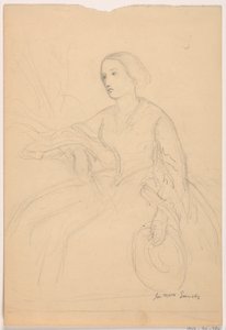 Rajz, Mrs. Sheppard Gandy ülő helyzetben; hátoldal: Mrs Sheppard Gandy ülő helyzetben, 1859 alkotó: Daniel Huntington