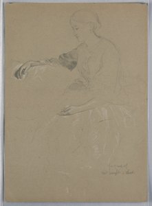Rajz, Mrs. William Wright és gyermeke, 1857 alkotó: Daniel Huntington
