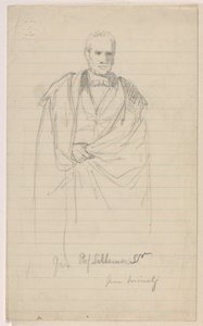Rajz, Prof Benjamin Silliman, Sr. Álló; balra: Benjamin Silliman, Sr. Ülve, 1858 alkotó: Daniel Huntington