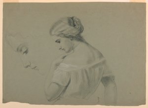 Rajz, női fej profilja a, 1840-70 alkotó: Daniel Huntington