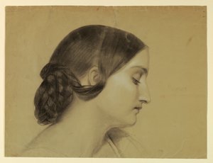 Rajz, Nő profilja fonott csomóval, 1845 körül. alkotó: Daniel Huntington