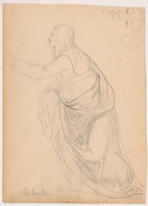 Rajz, Kinyújtózkodó, köpenyes nő, Mariotto Albetinelli után, 1844 alkotó: Daniel Huntington