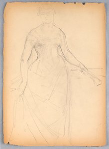 Rajz, Vázlat Bella Worsham portréjához, 1878 alkotó: Daniel Huntington